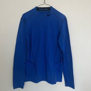 Nike Pro Dri-Fit blue long sleeve fitted half zip long sleeve shirt size M